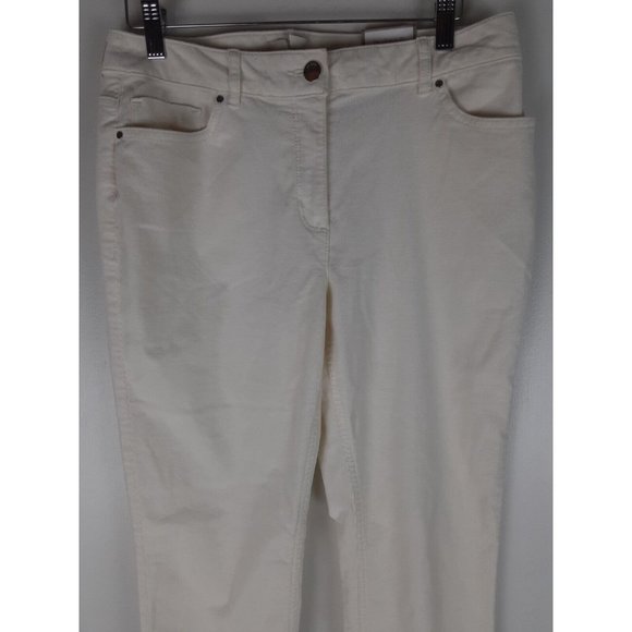 Chicos Womens Ivory White Ultimate Fit Slim Leg Corduroy Jeans Mid Rise S - Picture 2 of 16